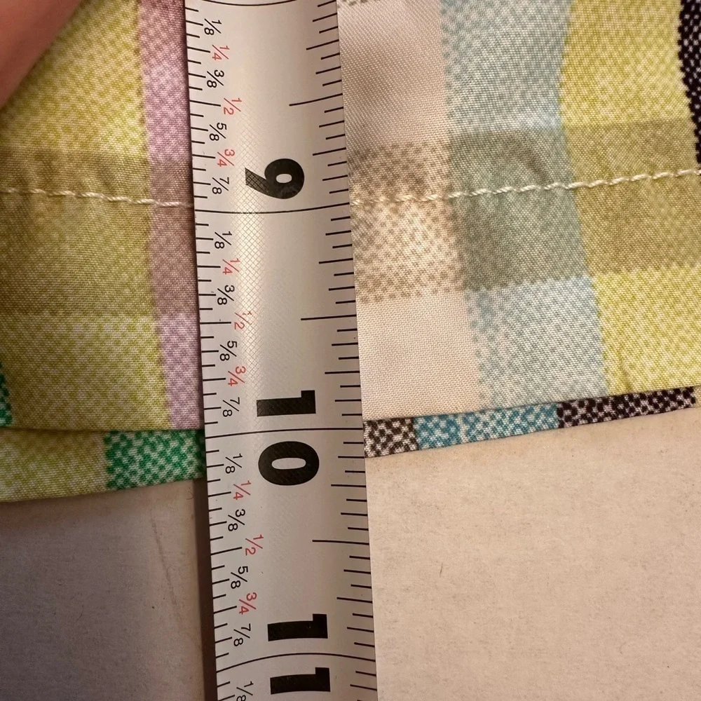 Tommy Bahama Men's 34x10 Plaid Board Shorts Trunks Cream Green Yellow‎ Black